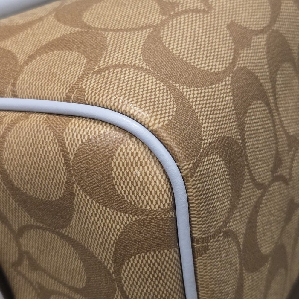 Coach Tan and Light Blue Signature Handbag - Picture 5 of 15